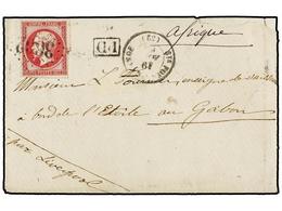 216 FRANCIA. 1861. Envelope With Full Contents To The French Navy Ship 'L'Etoile' At French Gabon Bearing Napoleon <B>80 - Andere & Zonder Classificatie