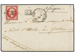 216 FRANCIA. 1861. Envelope With Full Contents To The French Navy Ship 'L'Etoile' At French Gabon Bearing Napoleon <B>80 - Sonstige & Ohne Zuordnung