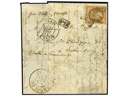 224 FRANCIA. Yv.30. 1871. PARÍS A LUXEMBURGO. <B>BALLON MONTE</B>. <B>30 Cts.</B> Castaño. Mat. <B>ESTRELLA</B> De París - Andere & Zonder Classificatie