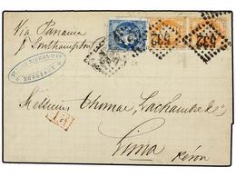 226 FRANCIA. 1871. BORDEAUX A LIMA.<B> 20 Cts.</B> Azul (Bordeaux) Y <B>40 Cts.</B> Naranja (2) Tarifa De <B>1 Fr.</B> V - Andere & Zonder Classificatie