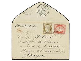 228 FRANCIA. Yv.56, 57. 1875. PARTRENAY A SAIGON (Indochina). Sobre Dirigido Al <I>'Lieutenant De Vaisseau à Bord De L'i - Autres & Non Classés