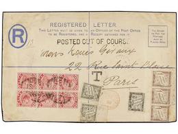 231 FRANCIA. Ed.T 25 (3), 15, 18 (2). 1892. MALTA To FRANCE. <B>2 Pence</B> Registered Postal Stationary Envelope Uprate - Autres & Non Classés