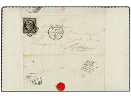 244 FRANCIA. Yv.3. 1849. PARÍS A LIMOGES. <B>20 Cts.</B> Negro. Papel De Carta Ornamentado En Relieve Doblado En Forma D - Other & Unclassified