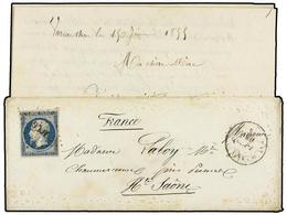 251 FRANCIA. 1855 (June 9). <B>CRIMEAN WAR. </B>Ladies's Embossed Envelope With Complete Original Contents Sent To FRANC - Andere & Zonder Classificatie