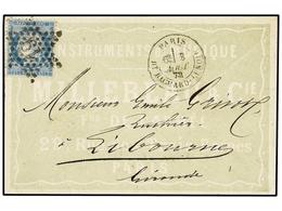 283 FRANCIA. Yv.60. 1873. PARÍS A LIBOURNE. <B>25 Cts.</B> Azul, Sobre Con Publicidad Impresa <B>INSTRUMENTS DE MUSIQUE/ - Sonstige & Ohne Zuordnung