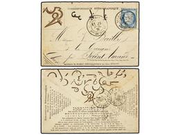 289 FRANCIA. Yv.60. 1876. AIX EN PROVENCE A SAINT AMAND. <B>25 Cts.</B> Azul En Sobre Ilustrado<B> CORRESPONDANCE STENOG - Other & Unclassified