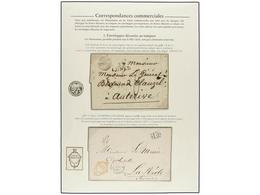 293 FRANCIA. 1826-1876. Colección De 30 Cartas Con Sobres Con Publicidad Impresa O Con Tampón Montados En Hojas De Colec - Altri & Non Classificati