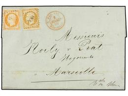 301 EGIPTO. 1859. ALEXANDRIA A MARSEILLE. Circulada Con Sellos Franceses De <B>10 Cts.</B> Bistre Y <B>40 Cts.</B> Naran - Sonstige & Ohne Zuordnung