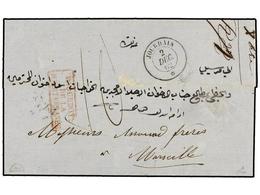 304 LEVANTE: CORREO FRANCES. 1862. TARSOUS (Turquía) A MARSEILLE. Fechador Del Paquebot <B>JOURDAIN/*</B> (Salles 787).  - Other & Unclassified