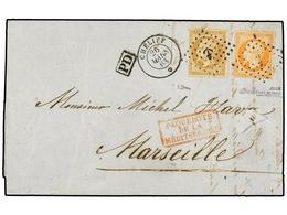 307 FRANCIA. 1863. Envuelta Circulada A MARSEILLE<B> 10 Cts.</B> Y <B>40 Cts.</B> Mat. <B>ANCLA</B> Y Fechador Del Paque - Altri & Non Classificati