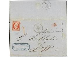 316 LEVANTE: CORREO FRANCES. Yv.32. 1866. MARSEILLE A JAFFA. <B>80 Cts.</B> Rosa, Mat. <B>ANCLA</B> Y Fechador<B> SAID/* - Sonstige & Ohne Zuordnung