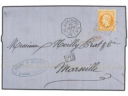 320 EGIPTO. 1868. CAIRO A FRANCIA. Circulada Con Sello Francés De <B>40 Cts.</B> Naranja, Mat. <B>ANCLA </B>y Fechador O - Altri & Non Classificati