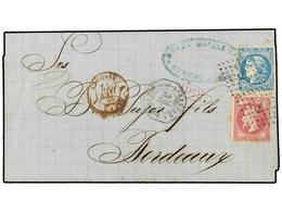 349 ARGENTINA. 1871 (Dec 30). Cover From BUENOS AIRES To BORDEAUX With Rare Mixed Issue Franking Of 1863-67 <B>80c.</B>  - Other & Unclassified