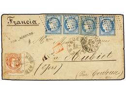 350 ARGENTINA. 1874. BUENOS AIRES A FRANCIA. Circulada Con Sello De <B>5 Cts.</B> Rojo De Argentina Y Cuatro Sellos Fran - Andere & Zonder Classificatie