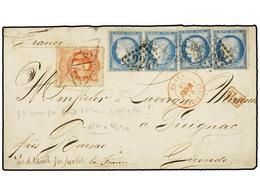 352 ARGENTINA. 1874. BUENOS AIRES A FRANCIA. Circulada Con Sello De <B>5 Cts.</B> Rojo De Argentina Con Mat. <B>'C'</B>  - Autres & Non Classés