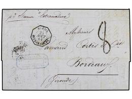 358 BRASIL. 1861 (Aug 25). Prices Current Entire From RIO DE JANEIRO To BORDEAUX With Very Fine Strike Of Octagonal <B>B - Autres & Non Classés