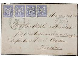 366 VENEZUELA. 1877. LA GUAYRA A FRANCIA. Circulada Con Una Tira De Cuatro Del Sello Francés De <B>25 Cts.</B> Ultramar  - Altri & Non Classificati