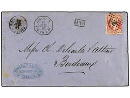 367 JAMAICA. 1867. JAMAICA To BORDEAUX (France). Envelope Franked With French <B>80 Cts.</B> Red Stamp With <B>ANCHOR</B - Autres & Non Classés