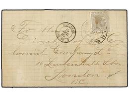 371 PUERTO RICO. Ed.52. 1885. MAYAGUEZ A LONDRES. <B>8cts.</B> Castaño. Mat. <B>PLAYA DE MAYAGUEZ/PUERTO RICO</B> Y Fech - Altri & Non Classificati