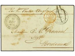 398 GUADALUPE. 1851. Stampless Envelope To France Cancelled By <B>GRAND-BOURG</B> Double Ring With<B> BASSE-TERRE</B> Tr - Altri & Non Classificati