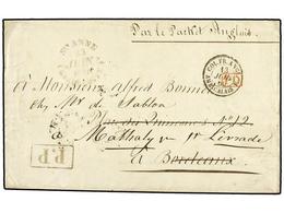 399 GUADALUPE. 1860 (June 23). Cover To BORDEAUX By British Packet Struck With Unframed <B>STE. ANNE-GUADELOUPE</B> Date - Andere & Zonder Classificatie