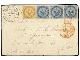 402 GUADALUPE. Ce.3+4. 1867 (June 10). Cover To FRANCE Franked By General Issue 1859/65 Eagle <B>10c.</B> Bistre Brown A - Sonstige & Ohne Zuordnung