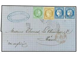 407 GUADALUPE. 1872 (Nov 10). Outer Letter Sheet From Pointe A Pitre To Le Havre With Three Colour Franking Of 1872-77 I - Autres & Non Classés