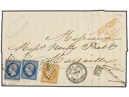421 LEVANTE: CORREO FRANCES. 1860. TREBIZONDE To FRANCE. Entire Letter Franked With French <B>10 Cts.</B> Bister And <B> - Other & Unclassified