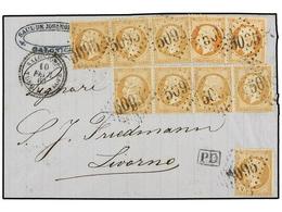 423 LEVANTE: CORREO FRANCES. 1863. SALONIQUE To LIVORNO (Italy). Folded Letter Franked With Eight <B>10 Cts. </B>bister  - Other & Unclassified