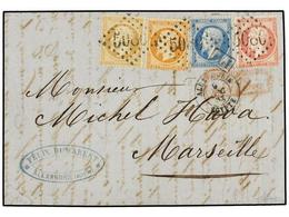 424 LEVANTE: CORREO FRANCES. 1865. ALEXANDRIE To FRANCE. Entire Letter Franked With French <B>10 Cts.</B> Bister, <B>20  - Autres & Non Classés