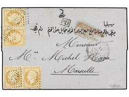 426 LEVANTE: CORREO FRANCES. 1866. ALEXANDRETTE To MARSEILLE. Folded Letter Franked By Four French <B>10 Cts.</B> Bister - Other & Unclassified