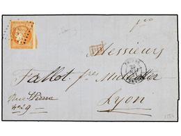 427 LEVANTE: CORREO FRANCES. 1871. SMYRNE To LYON. Folded Letter Franking With French <B>40 Cts.</B> Orange <I>' Bordeau - Autres & Non Classés