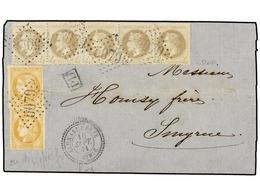 428 LEVANTE: CORREO FRANCES. 1871. <B>FRONT ONLY</B>. ALEXANDRETTE To SMYRNE. Franked With Strip Of Five Of <B>4 Cts</B> - Altri & Non Classificati