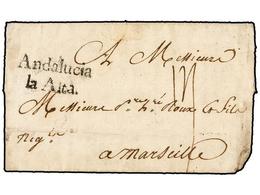 434 MARTINICA. 1755 (8 Dic.). ST. PIERRE A MARSEILLE. Circulada Via CÁDIZ. Marca <B>ANDALUCIA/LA ALTA</B> En Negro De Cá - Autres & Non Classés