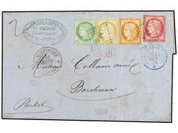 435 MARTINICA. 1874 (Sept 28). Double Rate Cover From ST. PIERRE To BORDEAUX Bearing Most Unusual Usage Of French 1871-7 - Other & Unclassified