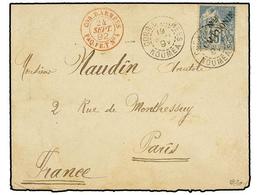 439 NUEVA CALEDONIA. Yv.26. 1892. NOUMEA A FRANCIA. <B>15 Cts.</B> Azul, Mat. <B>CORR. D'ARMEES/NOUMEA</B> Y Fechador En - Other & Unclassified