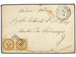 444 REUNION. 1868 (Sept 19). Military Concession Rate Cover To FRANCE With 1859-65 Eagle Issue <B>10c.</B> Bistre Tied B - Altri & Non Classificati