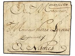 450 TUNEZ. 1755 (6 Mayo). TUNIS A NIMES (Francia). Carta Completa, Marca De Entrada, Manuscrita <I>'Marseille'</I>. Cort - Other & Unclassified