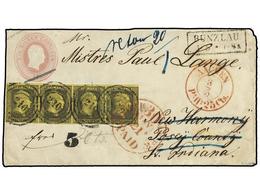 453 ALEMANIA ANTIGUOS ESTADOS: PRUSIA. (1855 CA.). <B>1sgr. </B>rose Postal Stationery Envelope Mailed To POSEY COUNTY ( - Altri & Non Classificati