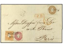 454 ALEMANIA ANTIGUOS ESTADOS: SAJONIA. 1866. Envelope To France Bearing <B>1/2 Ngr</B> Orange (SG 36),<B> 1 Ngr</B> Red - Altri & Non Classificati