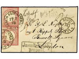 466 ALEMANIA. 1873. Tiny Envelope + Original Letter To London Franked Vertical Pair <B>1gr</B>. Large Shield, Cancelled  - Sonstige & Ohne Zuordnung