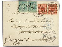 470 ALEMANIA. 1890 (Sept 9). Cover To FRANCE Franked By 1888 2 X <B>10 Pf.</B> Carmine Tied By <B>DARMSTADT</B> Cds's, R - Other & Unclassified