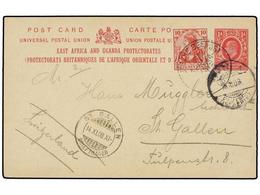 472 AFRICA ORIENTAL ALEMANA. 1908. TANGA To ST. GALLEN (Switzerland) <B>1 An.</B> Red Postal Stationary Card Of East Afr - Andere & Zonder Classificatie