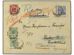 474 NUEVA GUINEA ALEMANA. 1897 (May 27). Registered Cover To Baden-Baden Franked By 1889 <B>5 Pf.</B> Green Marginal Pai - Altri & Non Classificati