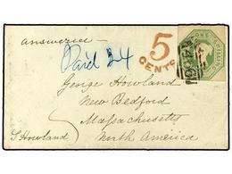 480 GRAN BRETAÑA. 1852 (May 6). Cover To New Bedford, USA Franked By Fine Four Margined 1847-54 Embossed <B>1sh</B>. Gre - Sonstige & Ohne Zuordnung