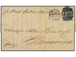 482 GRAN BRETAÑA. 1869 (Dec 15th). Cover Endorsed 'per West India Mail-paid' To BRITISH GUIANA Franked At Double The 1 S - Altri & Non Classificati