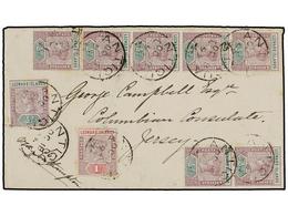 486 ANTIGUA. 1893. ANTIGUA To JERSEY. Envelope Franked With Eight <B>1/2 D.</B> And <B>1 D.</B> Stamp, Arrival Cds On Re - Andere & Zonder Classificatie