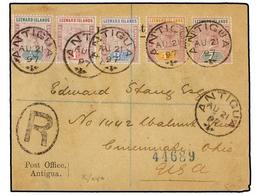 487 ANTIGUA. 1897. ANTIGUA To U.S.A. Envelope Franked With <B>1/2 D.</B>, <B>1 D.</B>, <B>2 1/2 D.</B>, <B>4 D.</B> And  - Autres & Non Classés