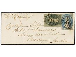 491 AUSTRALIA. Sg.34, 36. 1863. BRIGHTON (Tasmania) To SECUNDERABAD (India). Envelope Franked With <B>2 D.</B> Slate Gre - Sonstige & Ohne Zuordnung