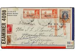 496 BAHRAIN. 1940. BAHRAIN To USA. <B>1/2 A.</B>,<B> 1 A.</B>, <B>2 A.</B> (2) And <B>1 R.</B> With Censor Label And Arr - Sonstige & Ohne Zuordnung